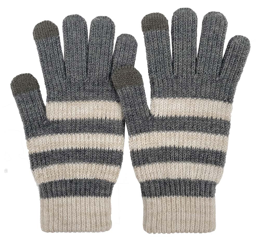 Striped Knit Glove, Wool/Acrylic Blend