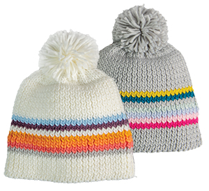 Sugarloaf Girls Knit Beanie, Striped Design