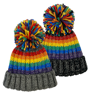 Joy and Cheer Kids Rainbow Stripe Cuff Cap, 6Blk,6Grey