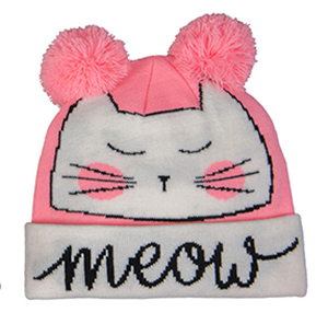 Meow Kids Kitty Cat Cuff Cap, Pink