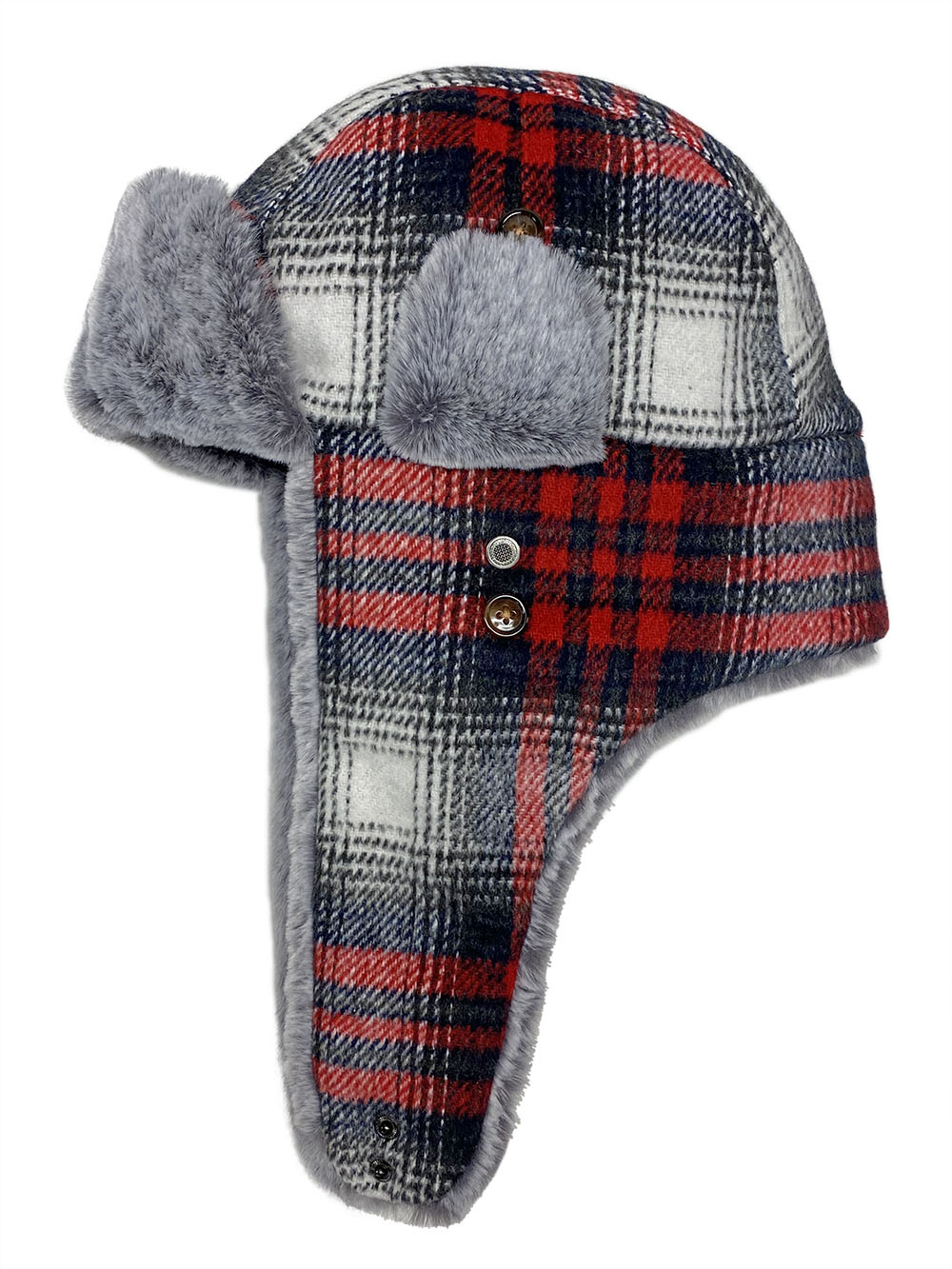 Iditarod Plaid Trooper with Soft Faux Fur Trim