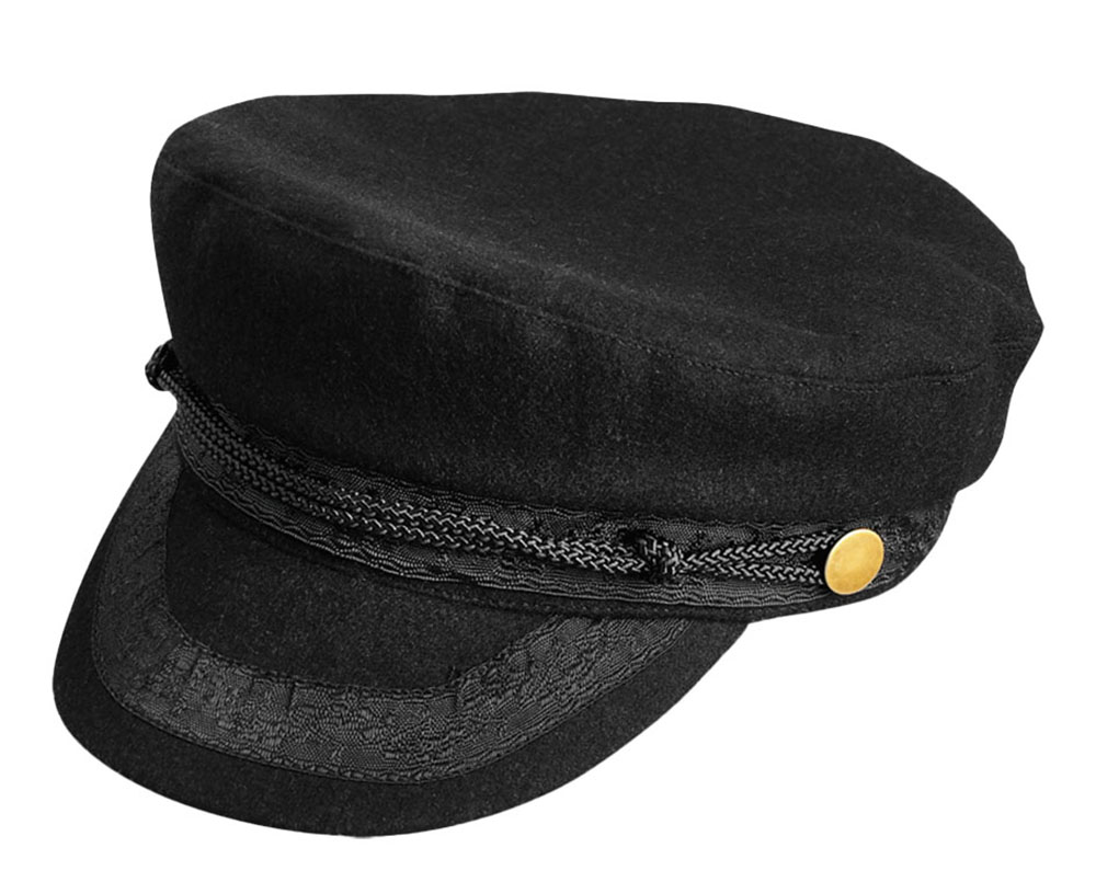 Fisherman's Wharf Black Wool Blend Fisherman Cap