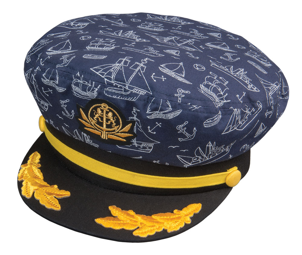 Navy Sailboat Print Yacht Cap, Osfm