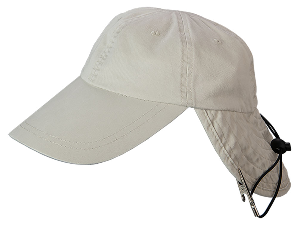 The Fisherman Washed Cotton Twill Cap with NeckFlap