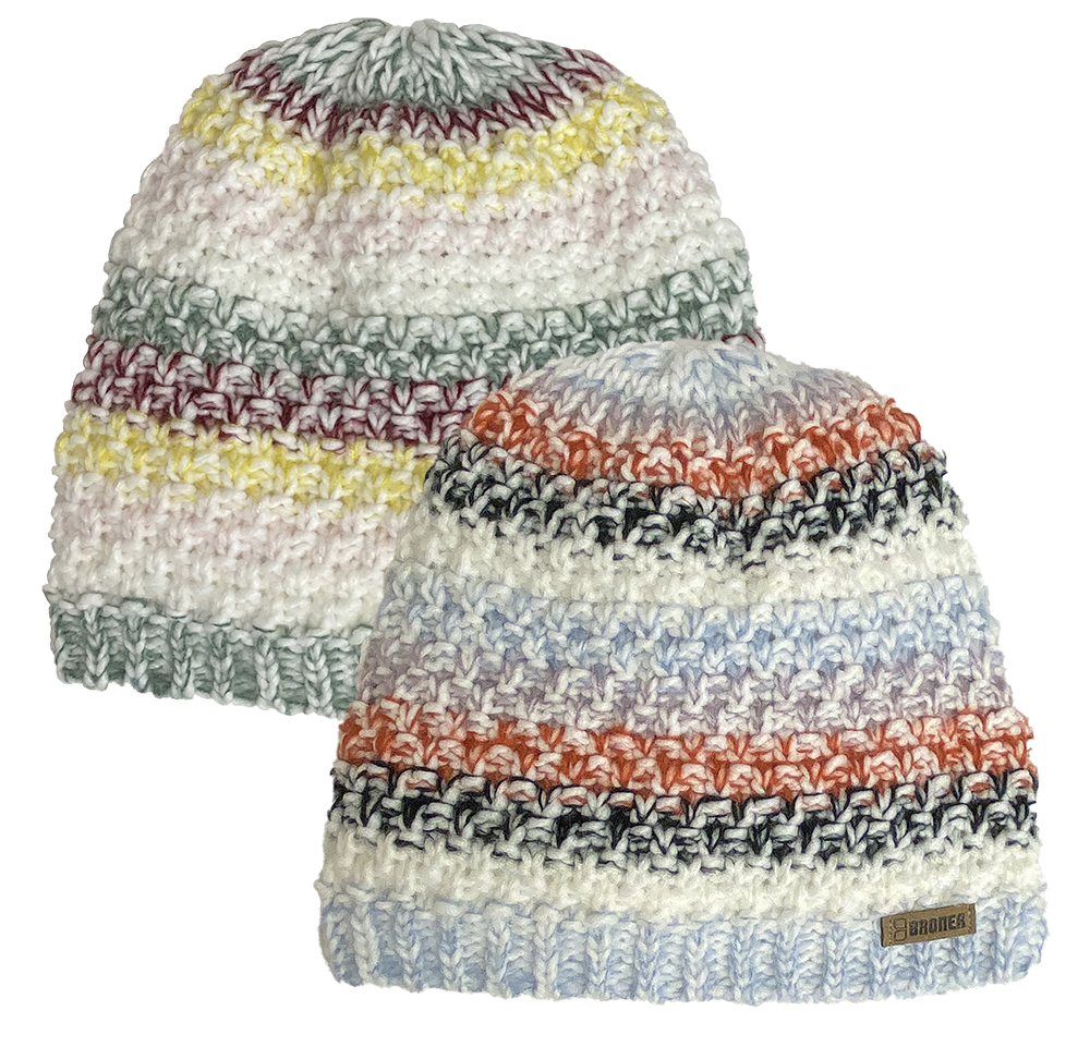 Ladies Striped Textured Knit Beanie