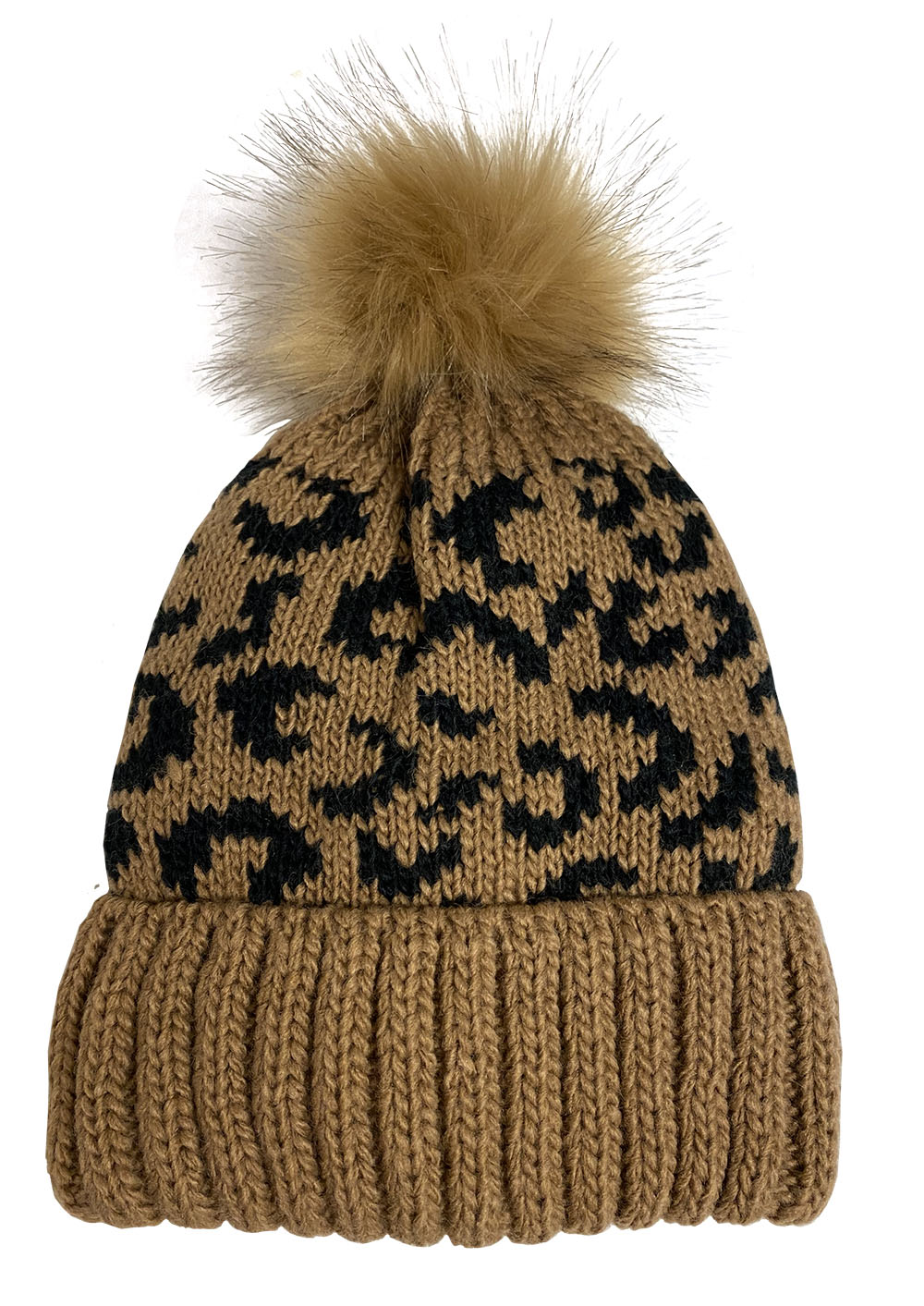 Wild Thing Ladies Leopard Pattern Knit Cuff Cap