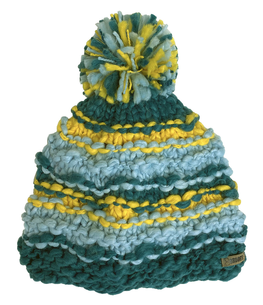 Peppy Pom Ladies Slub Knit Striped Beanie