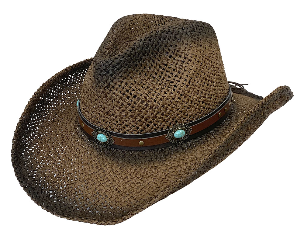 Bronco Buster Brown Woven Paper Western Hat